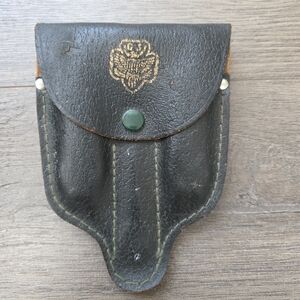1940's Girl Scouts Mess Chow Kit In Original Leather Pouch Hiking Camping